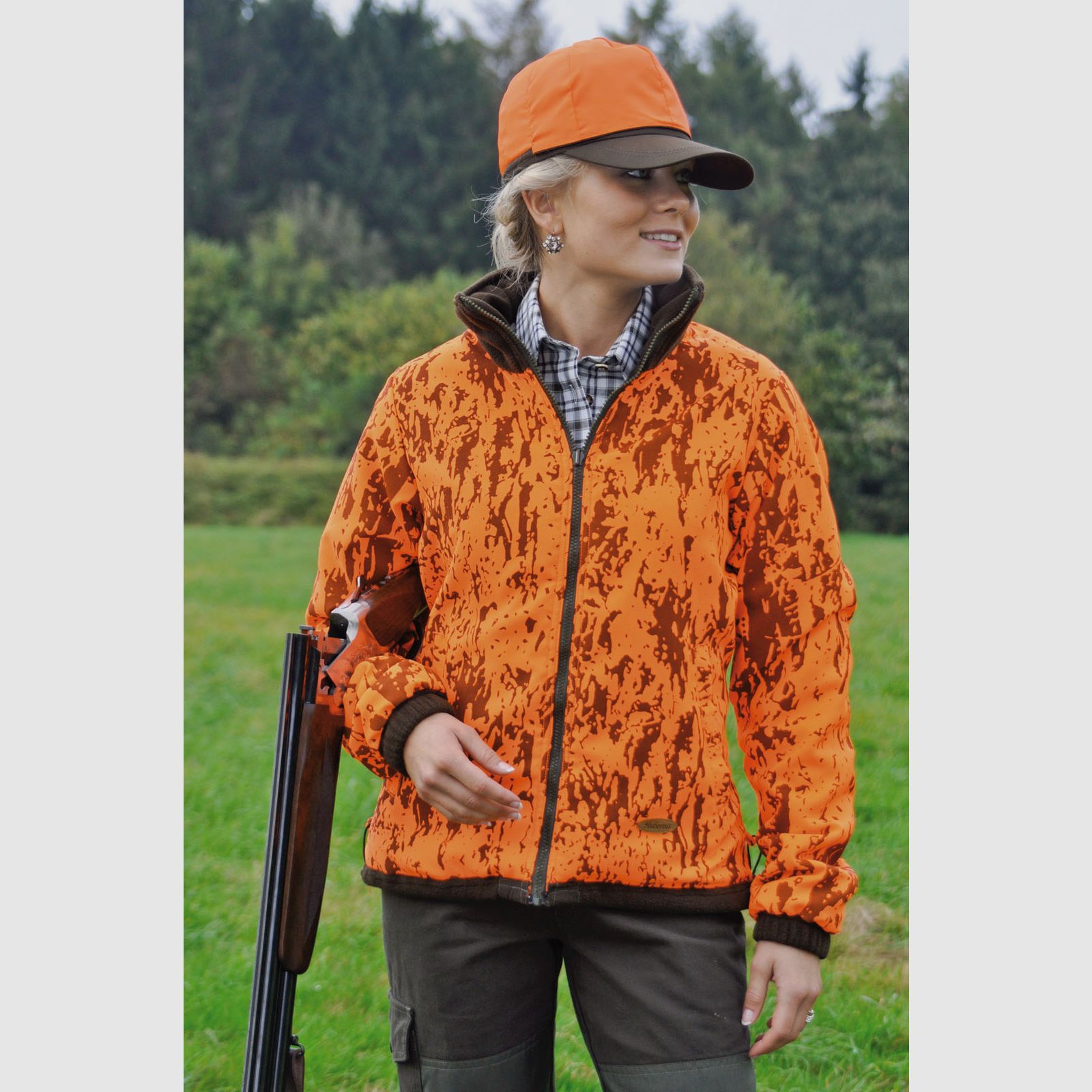 Damen Fleece-Wende-Jacke - orange/grün