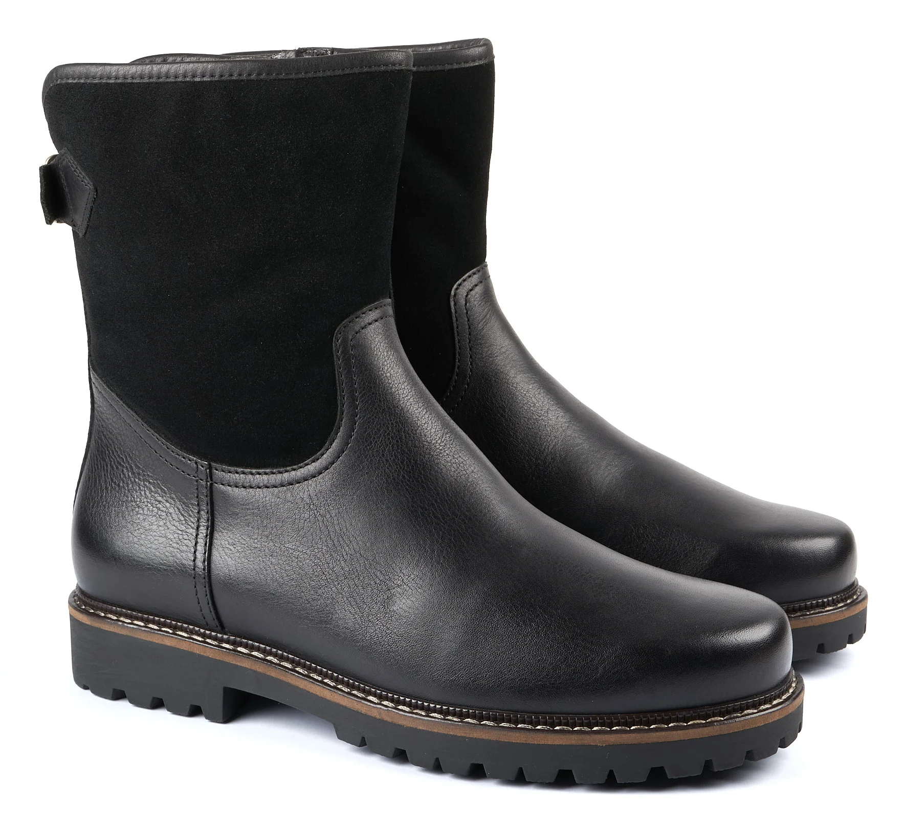 dirndl & bua Herren Stiefel kurz mit Lammfell in Schwarz, Bild 1 von 4
