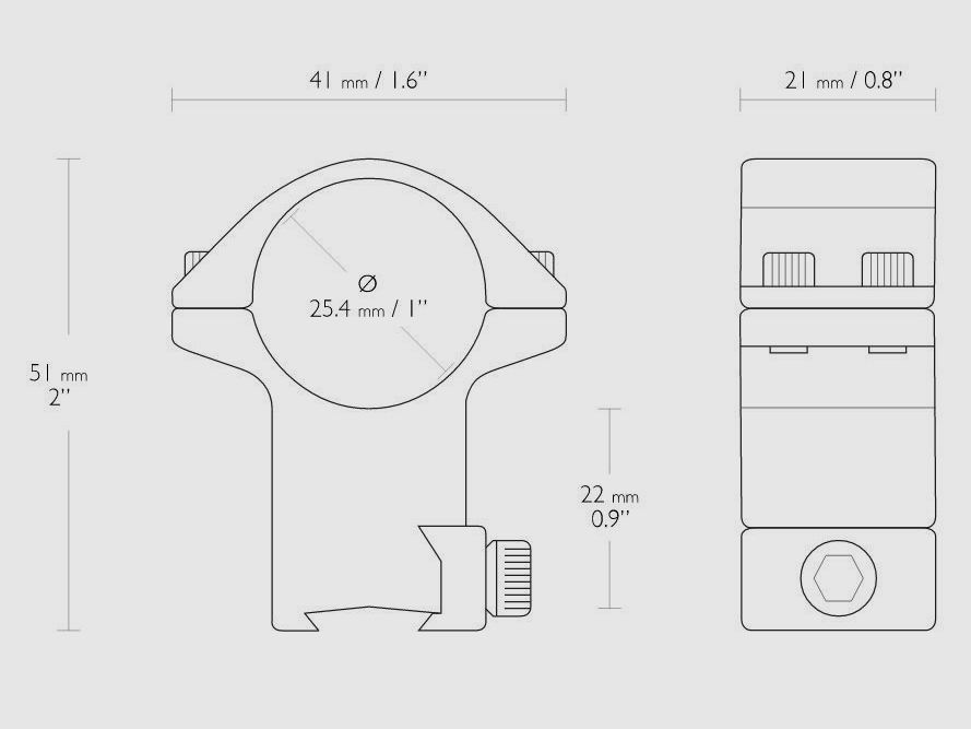 HAWKE 22102 25,4mm Ringmontage Hoch für 9-11mm Schiene Zielfernrohr Halterung