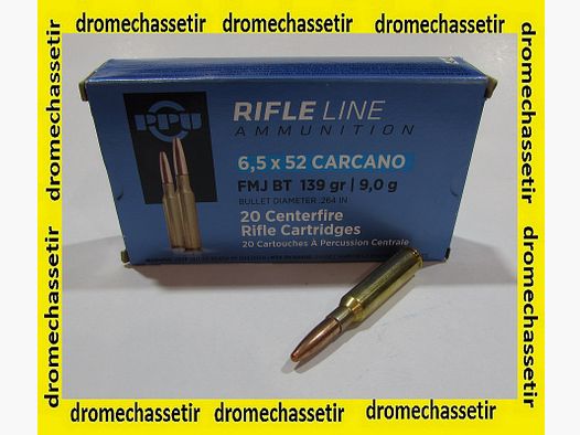 Doos van 20 patronen Partizan kaliber 6.5×52 Carcano 139 grains FMJ BT