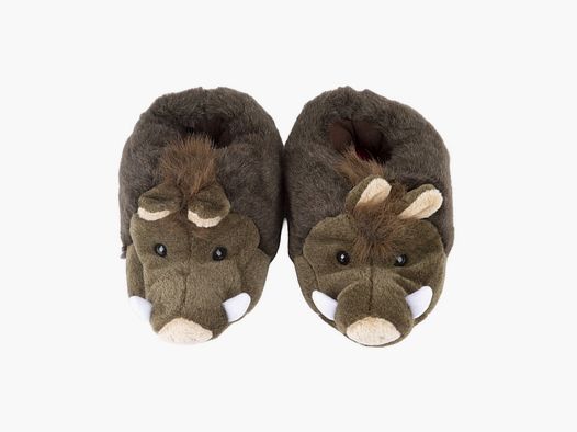 LivingActive Wildschwein Hausschuhe Warme Plüsch-Slipper