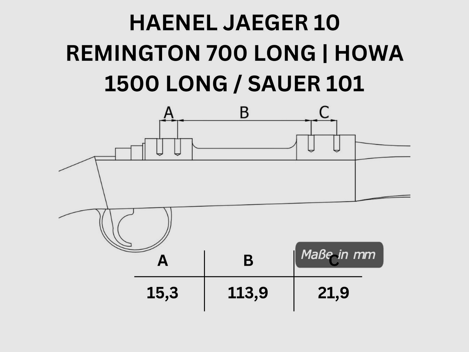 Rifle Doc Picatinny Weaver STAHL Schiene für REMINGTON 700 LA (Long Action) | HAENEL JÄGER 10 | HOWA 1500 LA | SAUER 101 | SAUER 100 | MAUSER 18 | CZ 600 Range / Lux