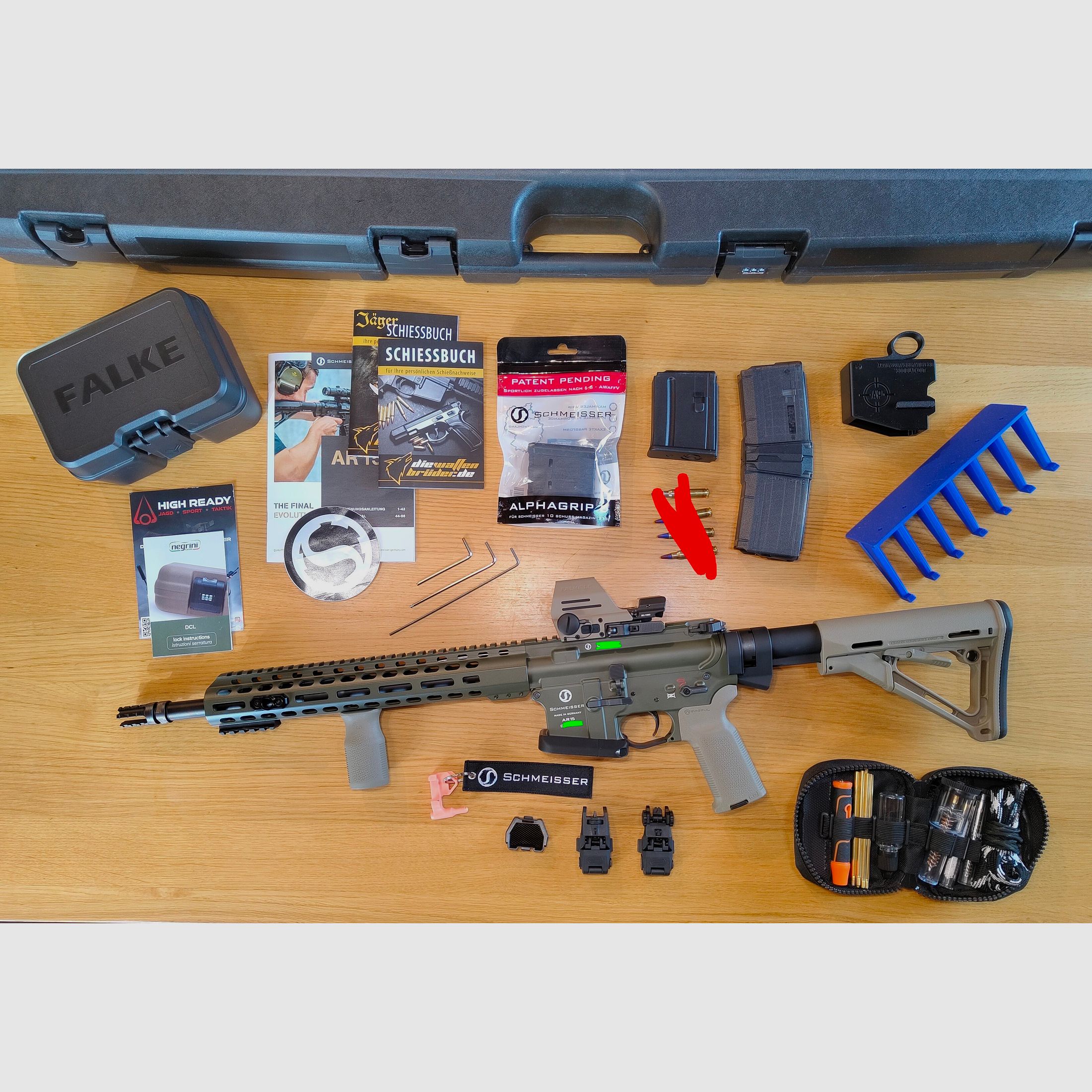 Schmeisser AR15 M4FL OD Green Cerakote – aprox. 250 disparos – piezas Magpul – con accesorios