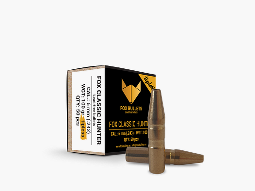 Fox Bullets Classic Hunter Tipless .243 6,5 g / 100 gr bleifreie Geschosse – 50 Stück