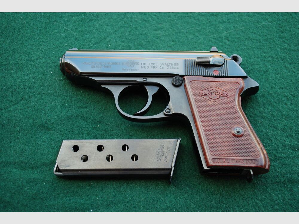 Walther PPK von Manuhrin, Stahlgriffstück, OVP mit Schussbild