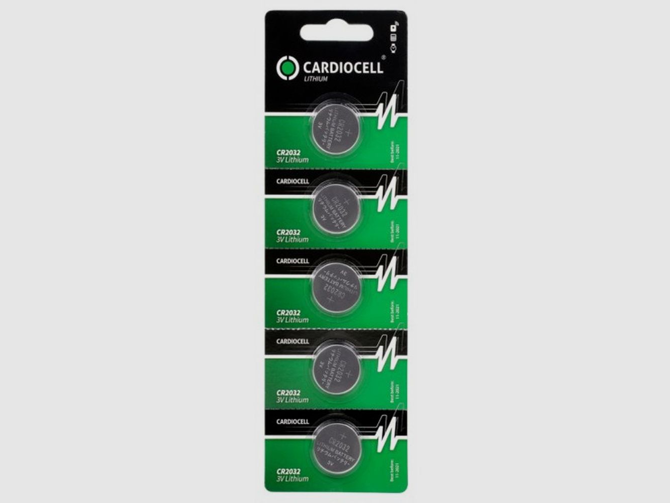 Cardiocell CR2032 3V Lithium 210mAh in 5er-Blister