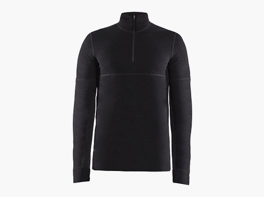 Craft Merino Zip-Up Basislaag voor Mannen, Zwart XL