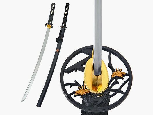Samurai Katana Mon mit Sukashi Paulownia Blüte