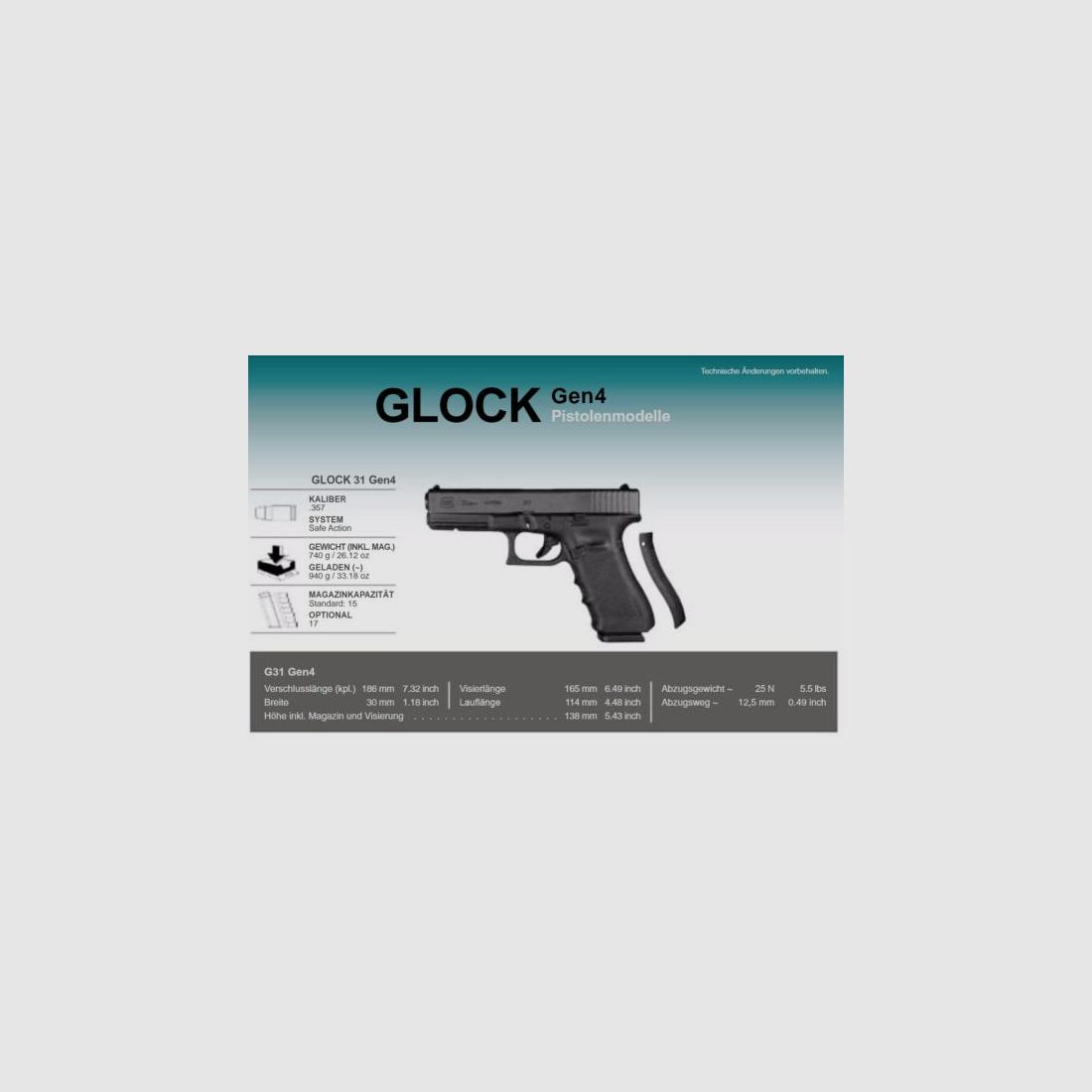 GLOCK Pistole Mod. 31 Gen4 .357SIG    Standard-Modell