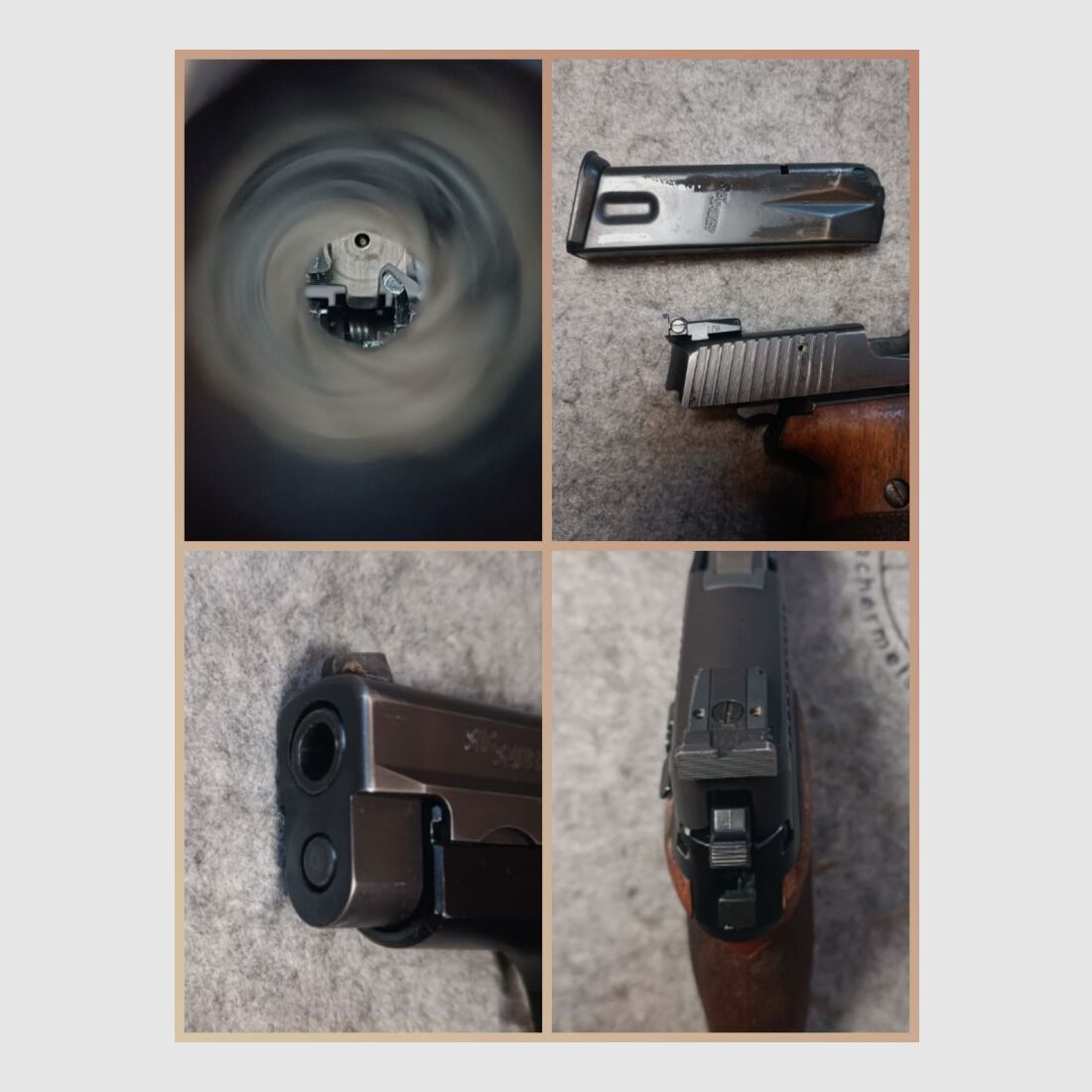 Sig Sauer P228 z celownikami LPA i drewnianymi uchwytami Nill