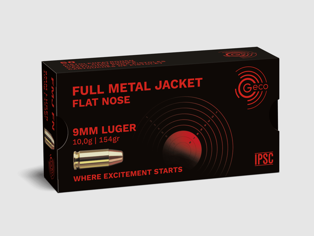 Geco 9mm Luger Full Metal Jacket Flat 154 gr.