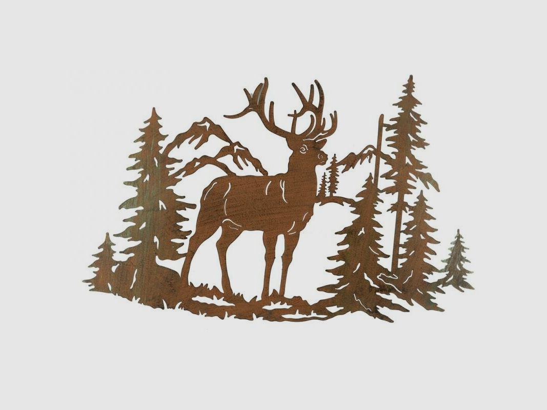 Lovergreen Dekoration Motiv Wanddekoration Metall Hirsch Berge