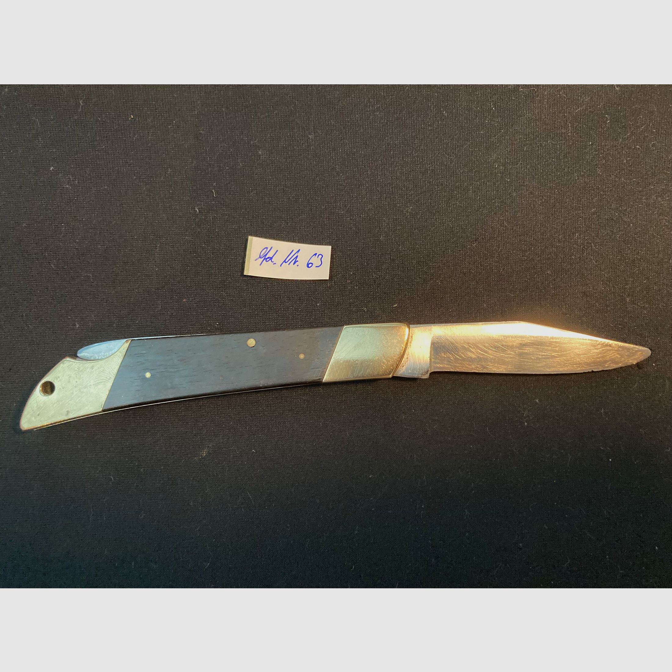 Zweihandmesser, Klappmesser, Jagdmesser, Taschenmesser, Feststellung, Holzgriff, Messingbeschläge, Gebrauchsmesser, Messing