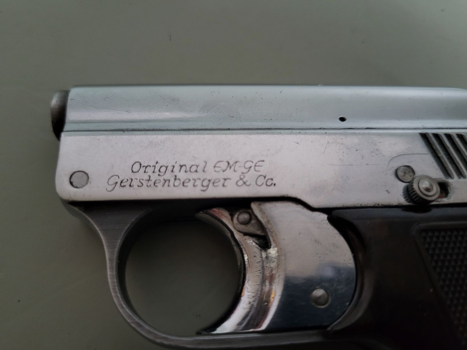 Rare Old Gas Pistol Blank Firing Pistol - ORIGINAL EM-GE Gerstenberger & C0 Model . 6 Patent - 1950s