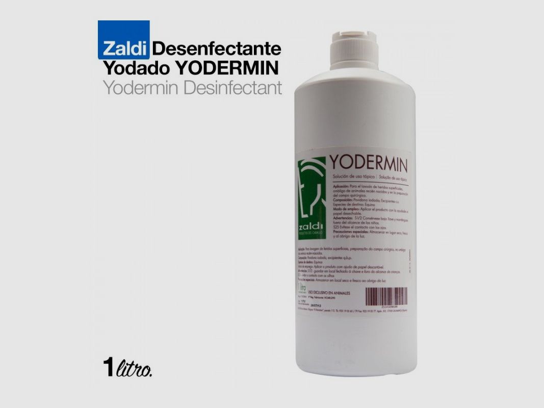 ZALDI Disinfettante iodato YODERMIN 1 litro, immagine 1 di 2