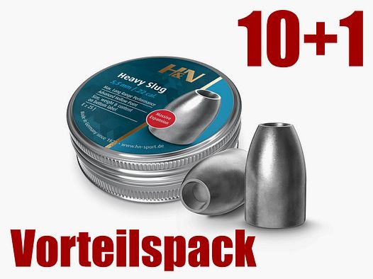 Vorteilspack 10+1 Hohlspitz Diabolos H&N Heavy Slug Kaliber 5,53 mm 2,20 g 34 gr 11 x 150 StĂĽck