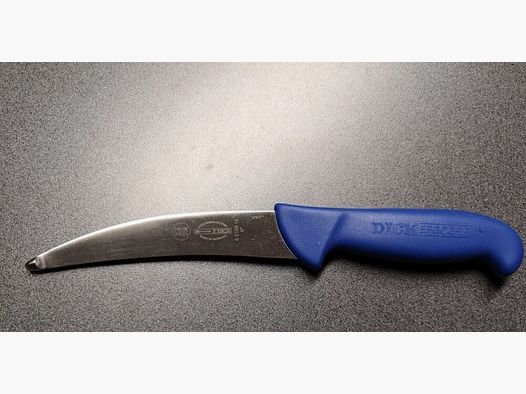 Cuchillo curvado grueso 15cm rojo/azul