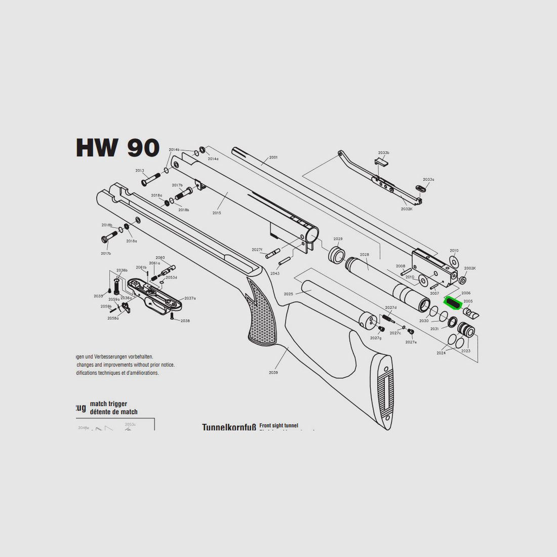 VerschluĂźfeder fĂĽr Luftgewehr Weihrauch HW 90, Ersatzteil
