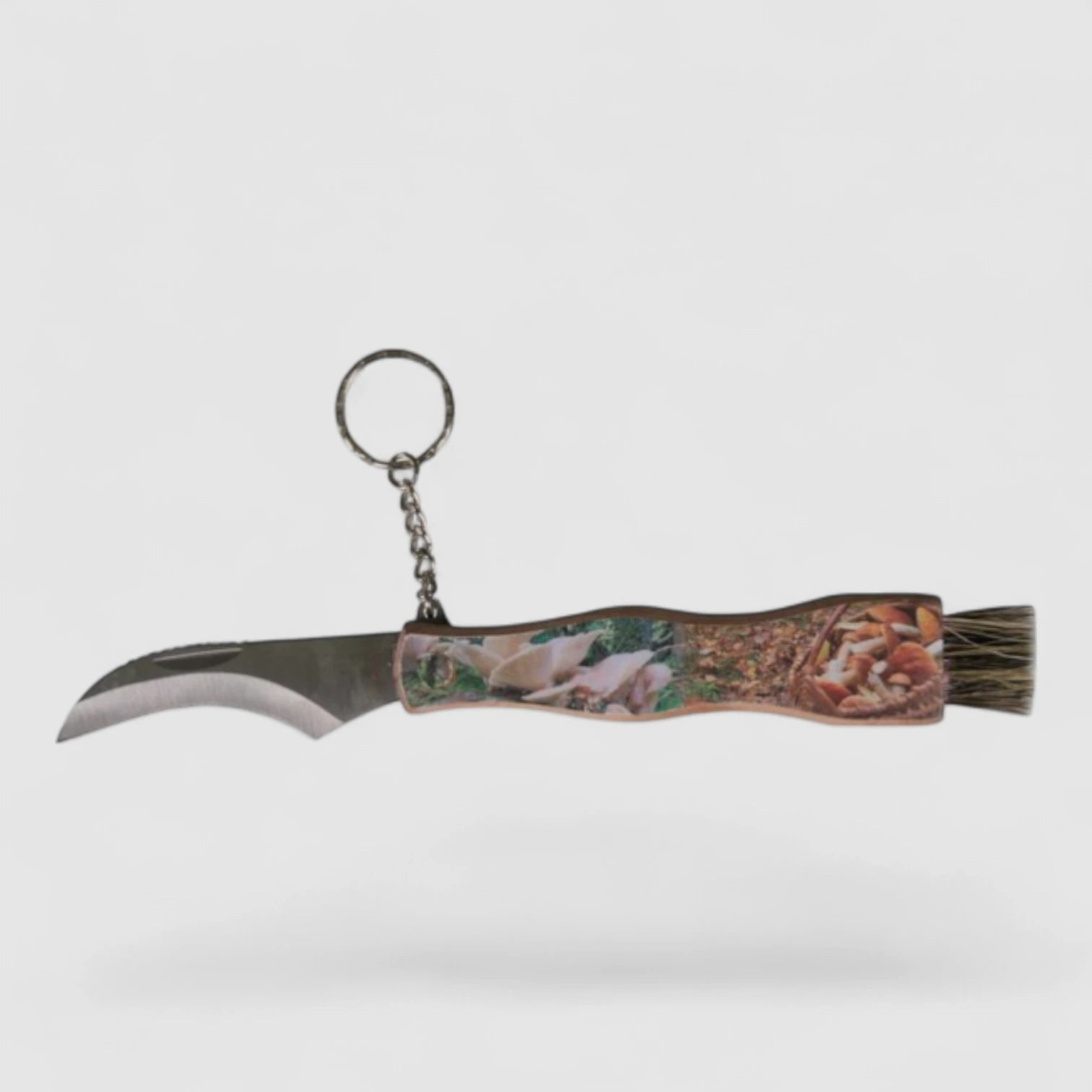 Albainox Cuchillo de Setas Print – Cuchillo de Setas con Cepillo y Pinzas de Madera de Abedul