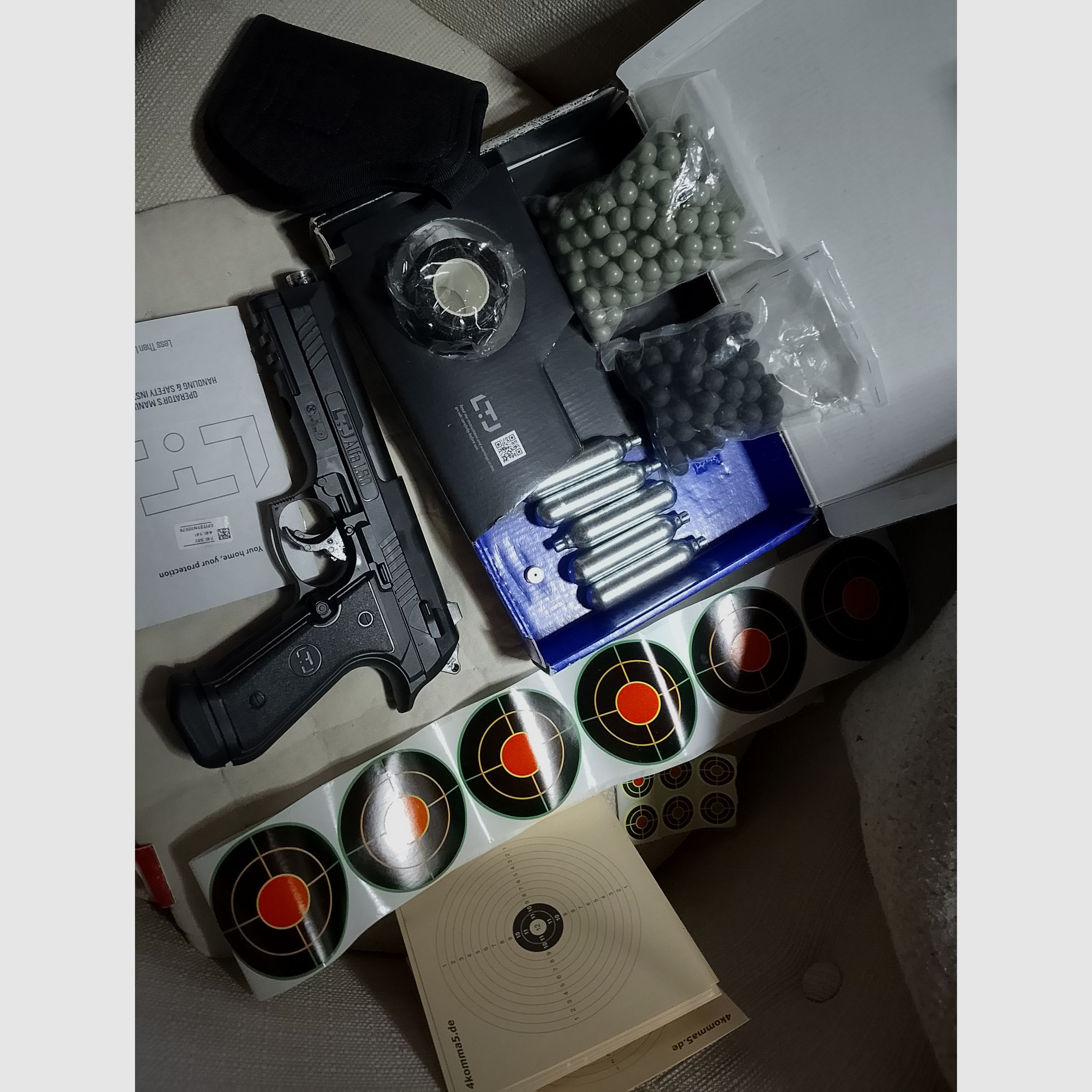 Update molta munizione! Alfa Ltj 1.50 RAM Paintball Marker Cal .50 Set Kit Paintballs Rubberballs capsule CO2 fondina ecc