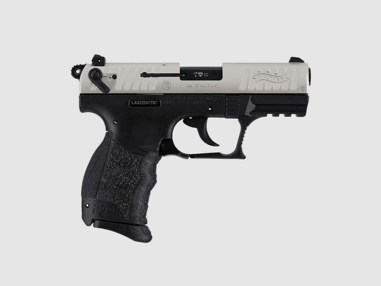 Walther P22Q pistolet alarmowy kaliber 9mm P.A.K. nikiel