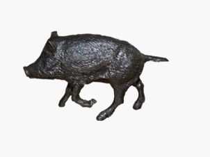 Piccola statua di bronzo Lovergreen motivo cinghiale in corsa