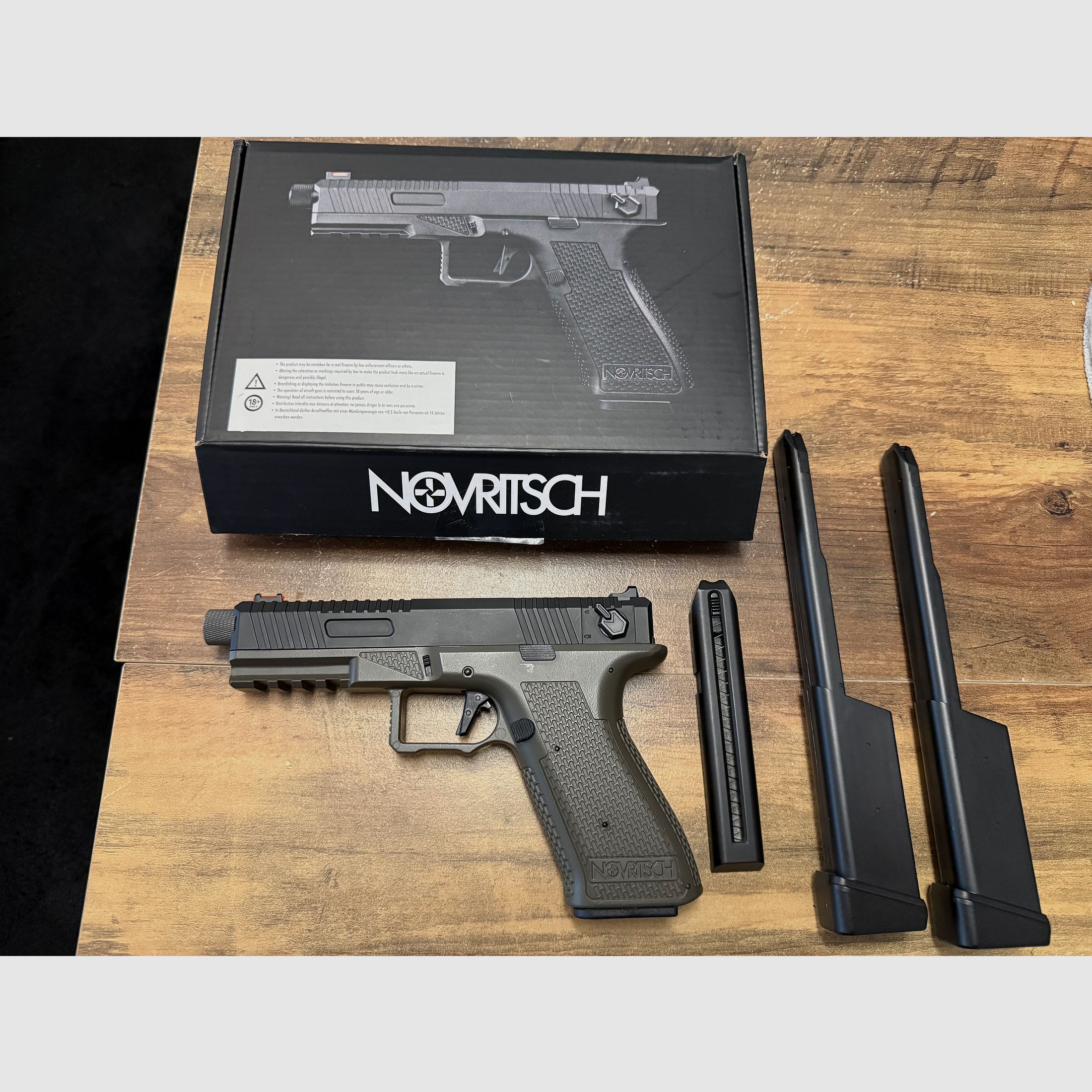Novritsch SSE18 AEP pistol with Begadi hop-up and accessories