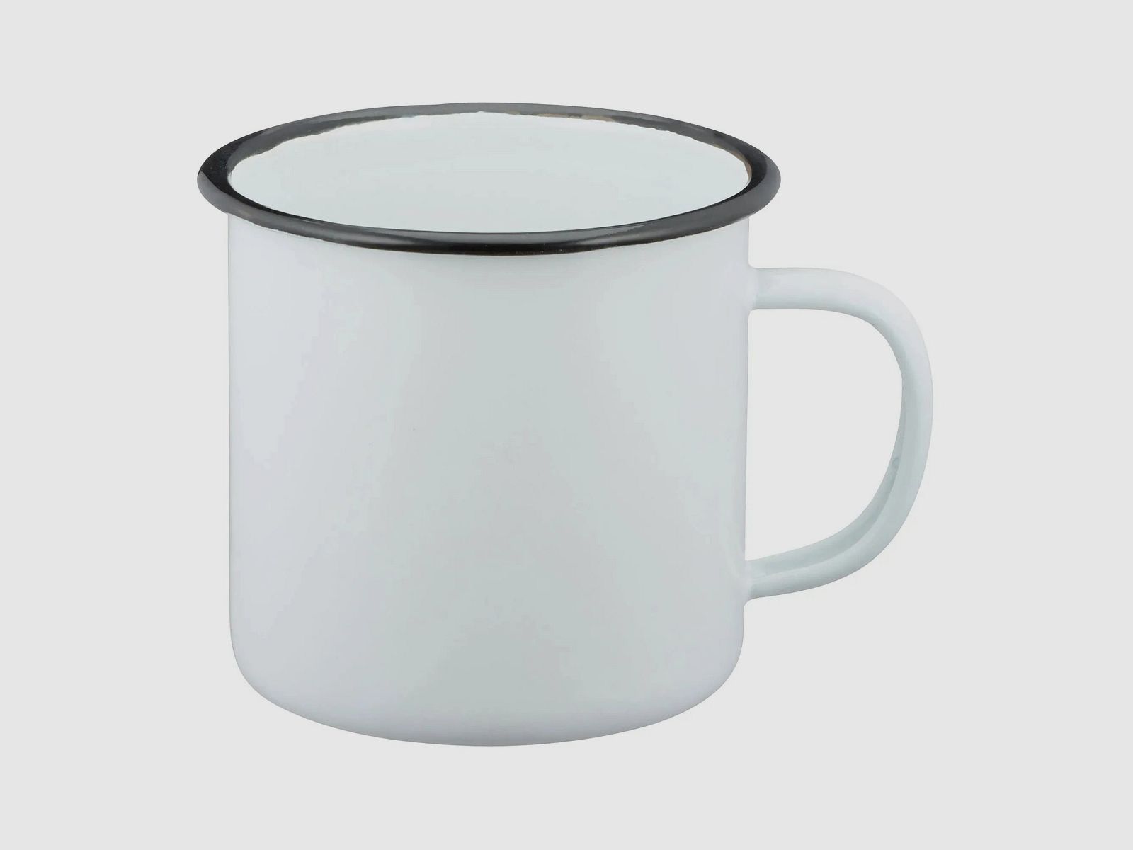 MFH MFH Emaille Tasse 300 ml weiß schwarz