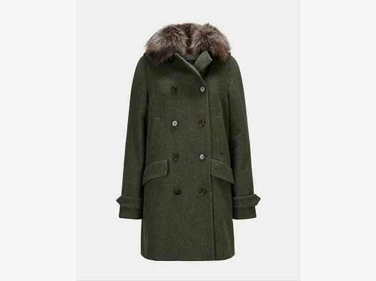 Maximilian Johanna avec col en renard Bluefrost manteau en loden vert mousse