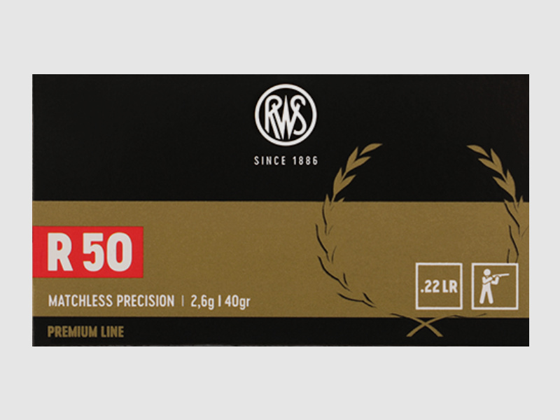 RWS 2134187 .22 lr R50 Randfeuerpatronen Matchless Precision 2,6g 40gr 50Stk.