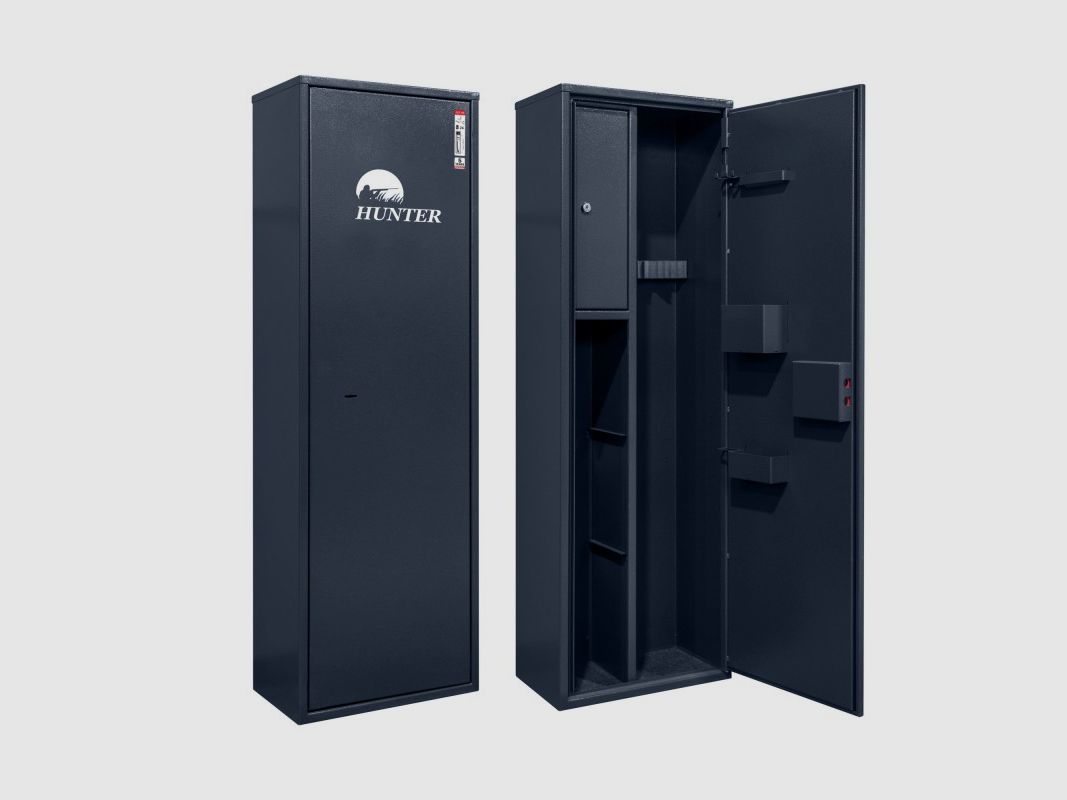 Gun cabinet for 4 rifles with shelves and safe, image 1 of 2