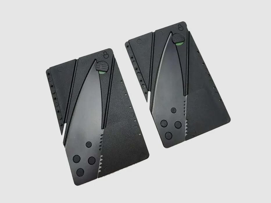 Tarjeta de seguridad cuchillo plegable con estuche de cuero sintético