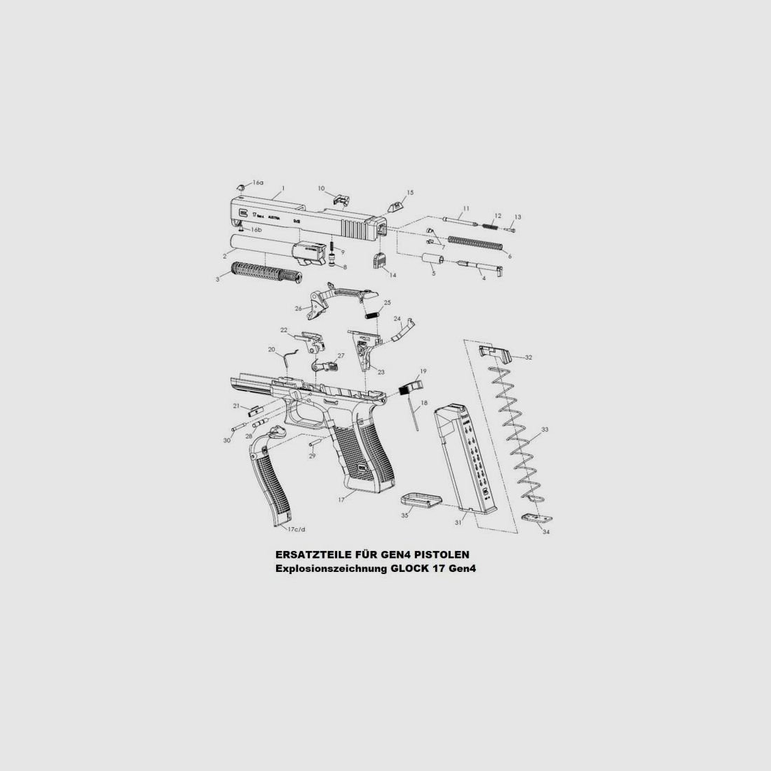 GLOCK Tuning/Ersatzteil f. Pistole Druckbolzen komplett #11-13 f. 20,21,29,30,40,41
