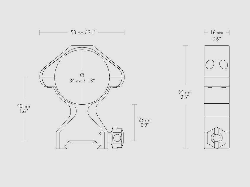 HAWKE 23022 2 Stück Ringmontagen 34 mm Precision Steel Weaver Hoch