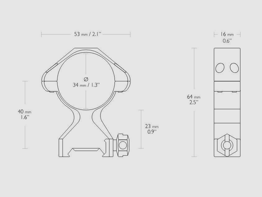 HAWKE 23022 2 stuks ringmontages 34 mm precisie staal Weaver hoog
