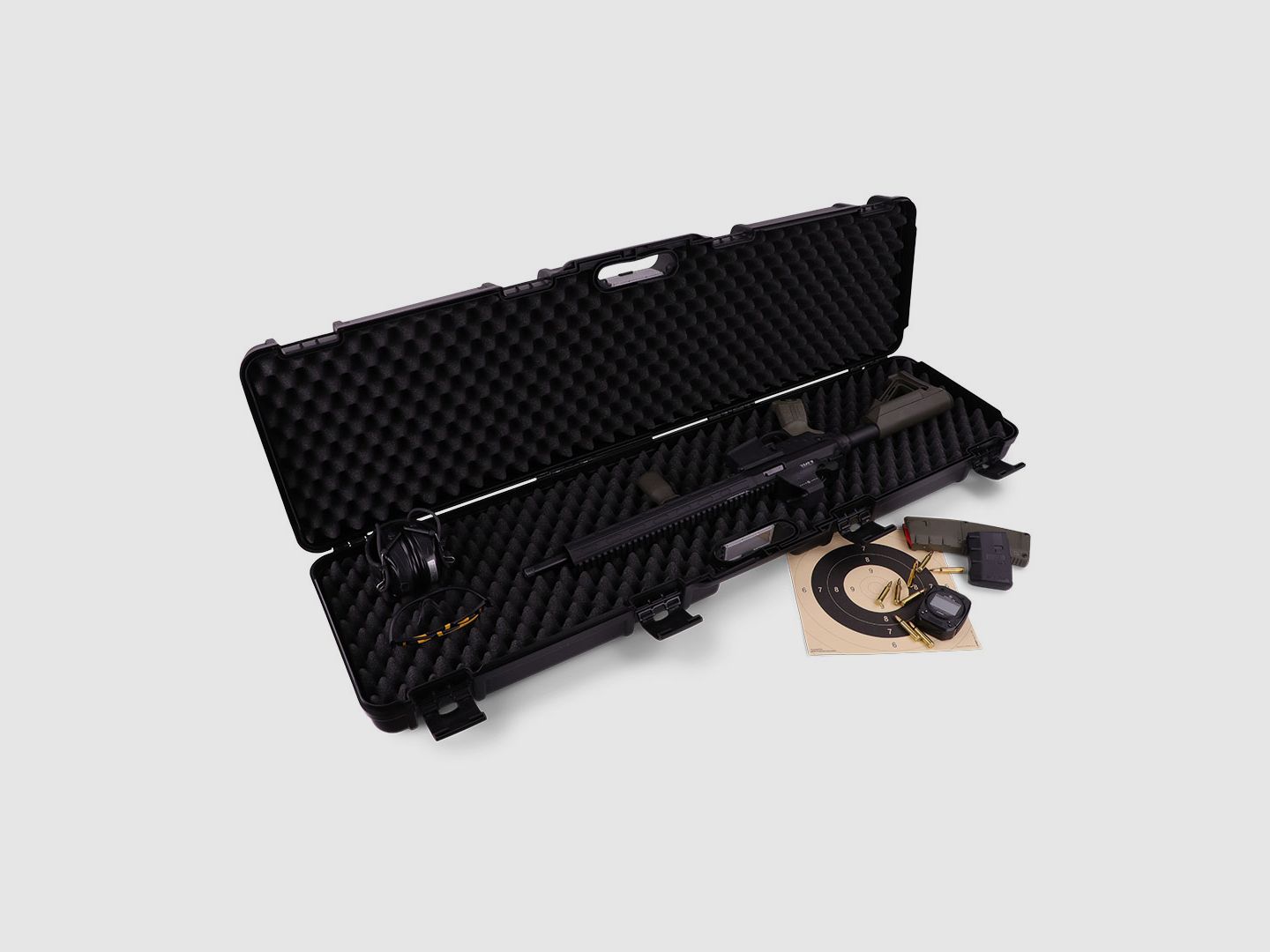 Custodia per fucile invernale W11 117 cm per 1 fucile lungo - plastica PP, 4 serrature push-pull, protuberanze (Notte)