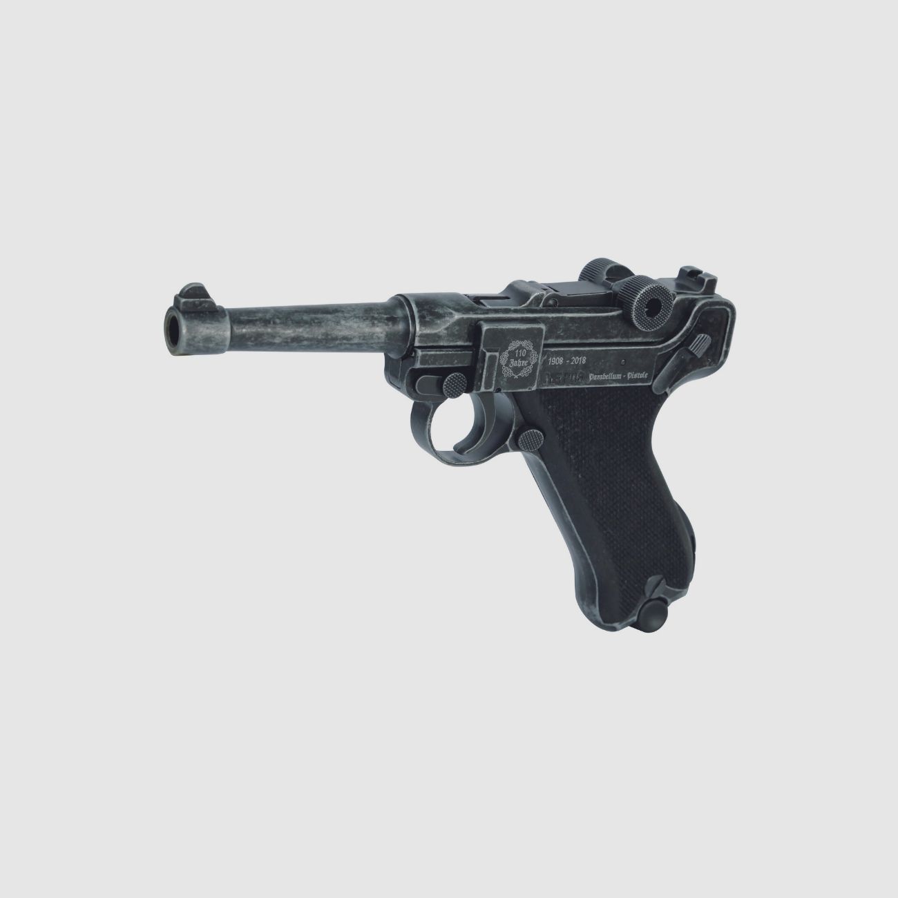 ME P08, arma del anniversario antica 110 anni, manico in legno nero