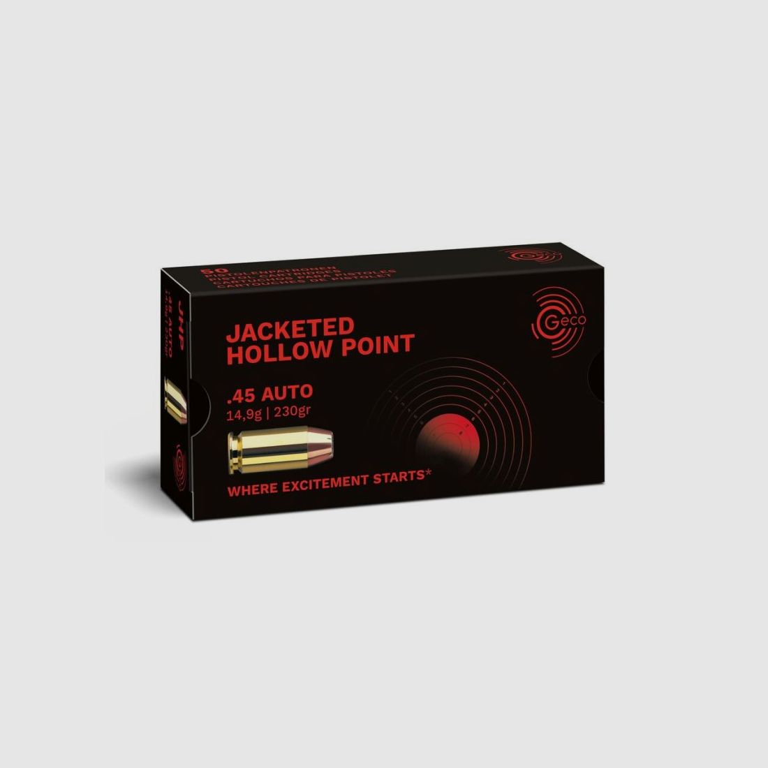 GECO .45 Auto Jacketed Hollow Point 14.9g/230gr - 50 cartridges