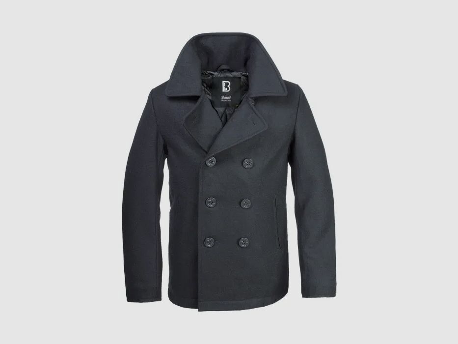 Navy Pea Coat Mantel - Schwarz - Gr. 4XL