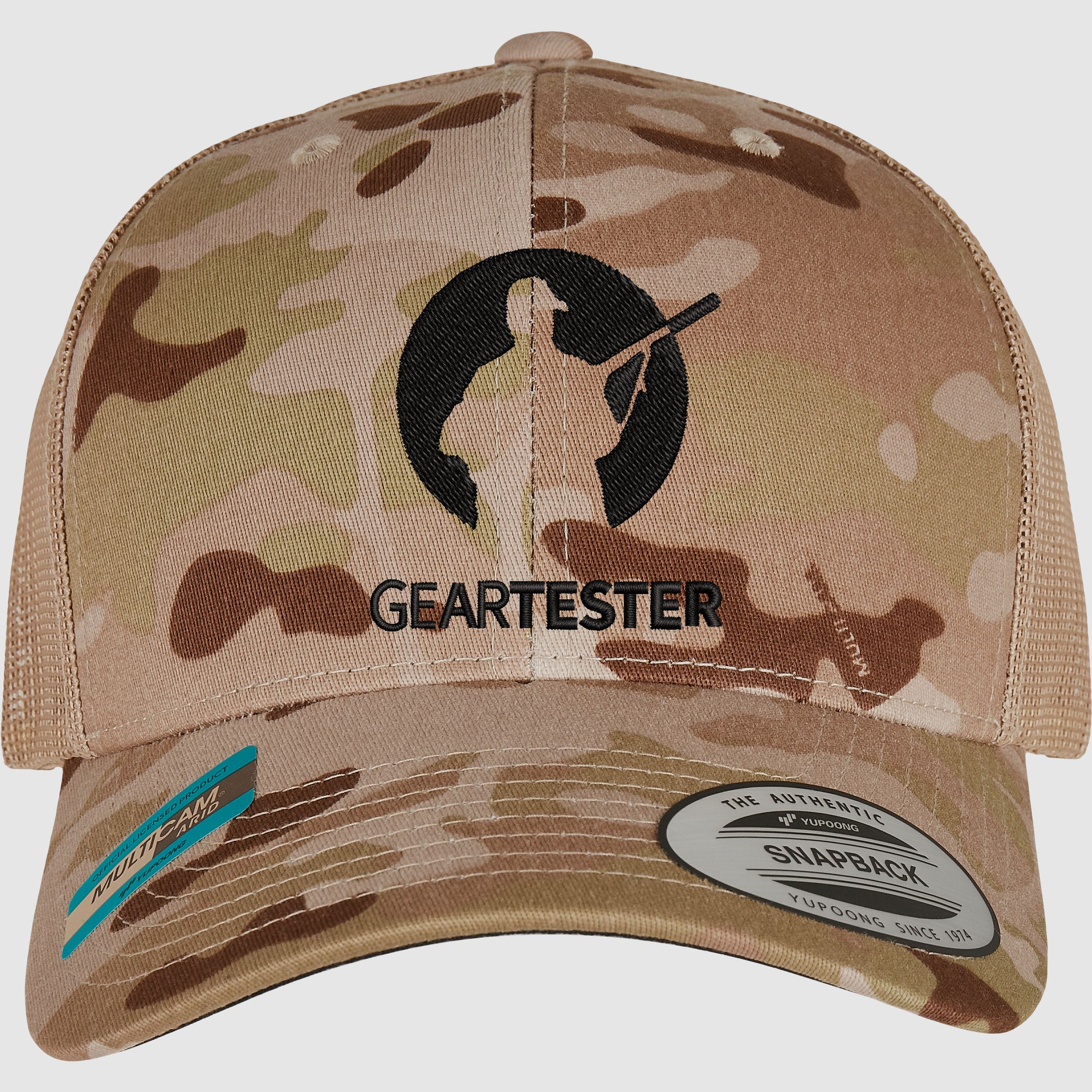Geartester Multicam Retro Trucker-Kappe, großes Logo