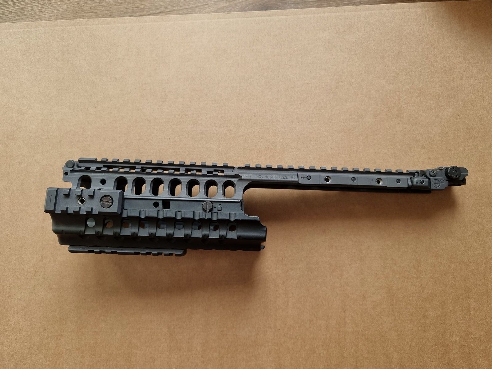 *RARA* A.R.M.S. - Sistema de riel #50-C con miras de gas plegables #41-BL y miras traseras #40-L - AR15 de los 2000