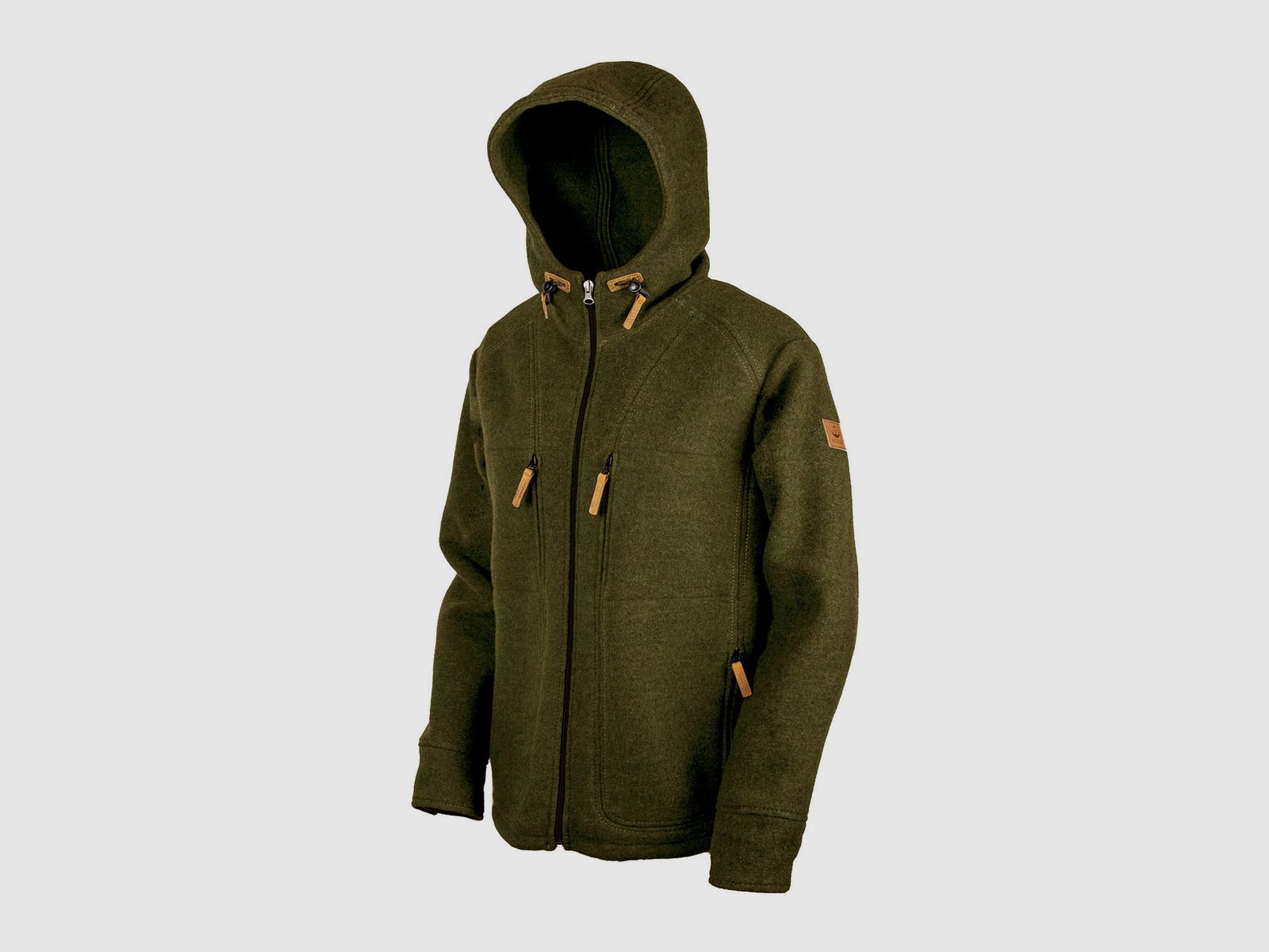 Lodenfleece-Hoodie "Kapuzenhuber", Moosgrün