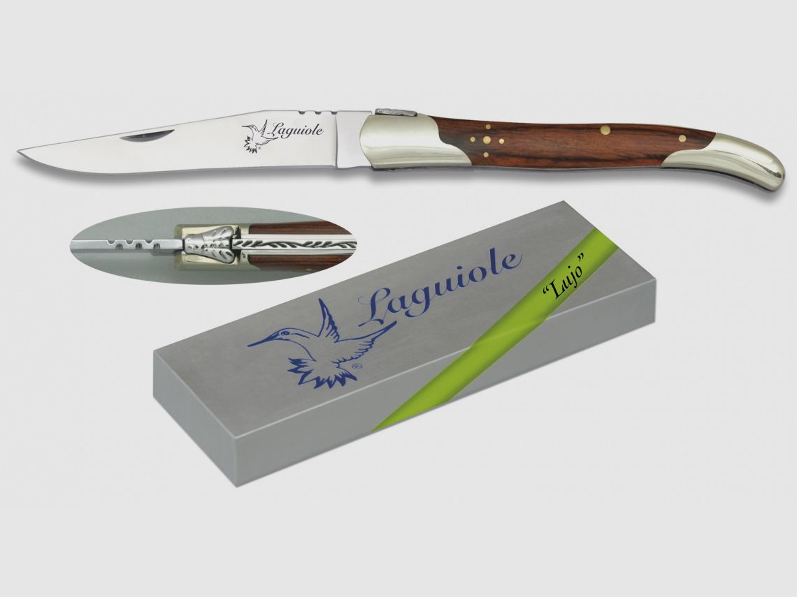 Cuchillo de bolsillo Laguiole 9,5 cm de madera Micarta roja, trabajo de filete de abeja