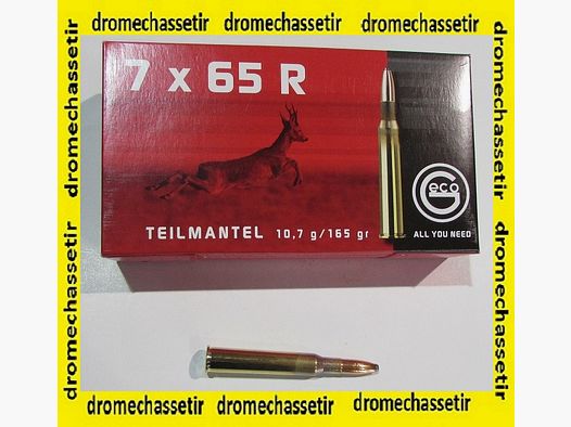1 box of 20 cartridges Geco, partial jacket (semi-jacketed), 165 grains, caliber 7x65R