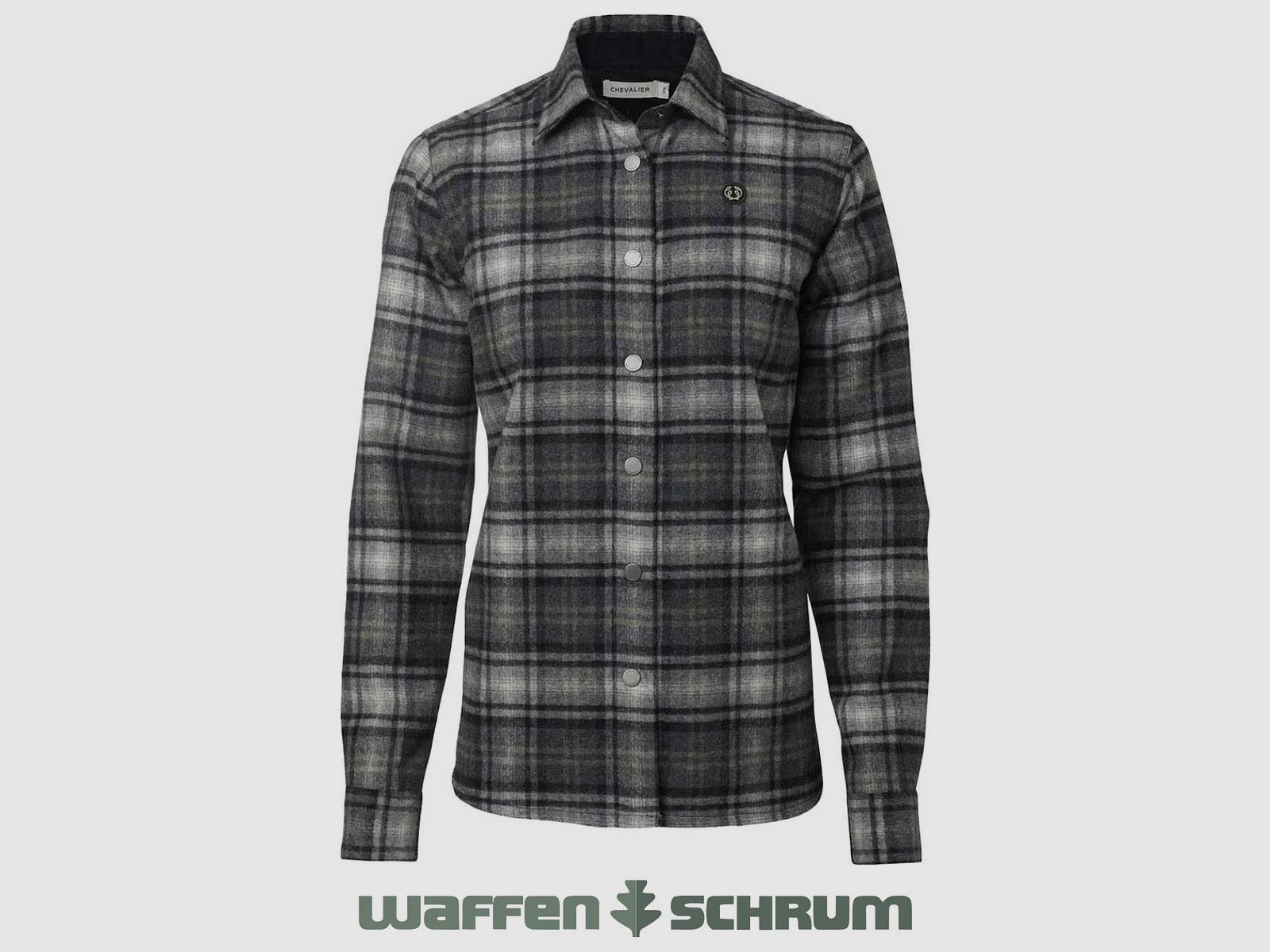 Camicia overshirt Chevalier in lana a quadri grigio carbone