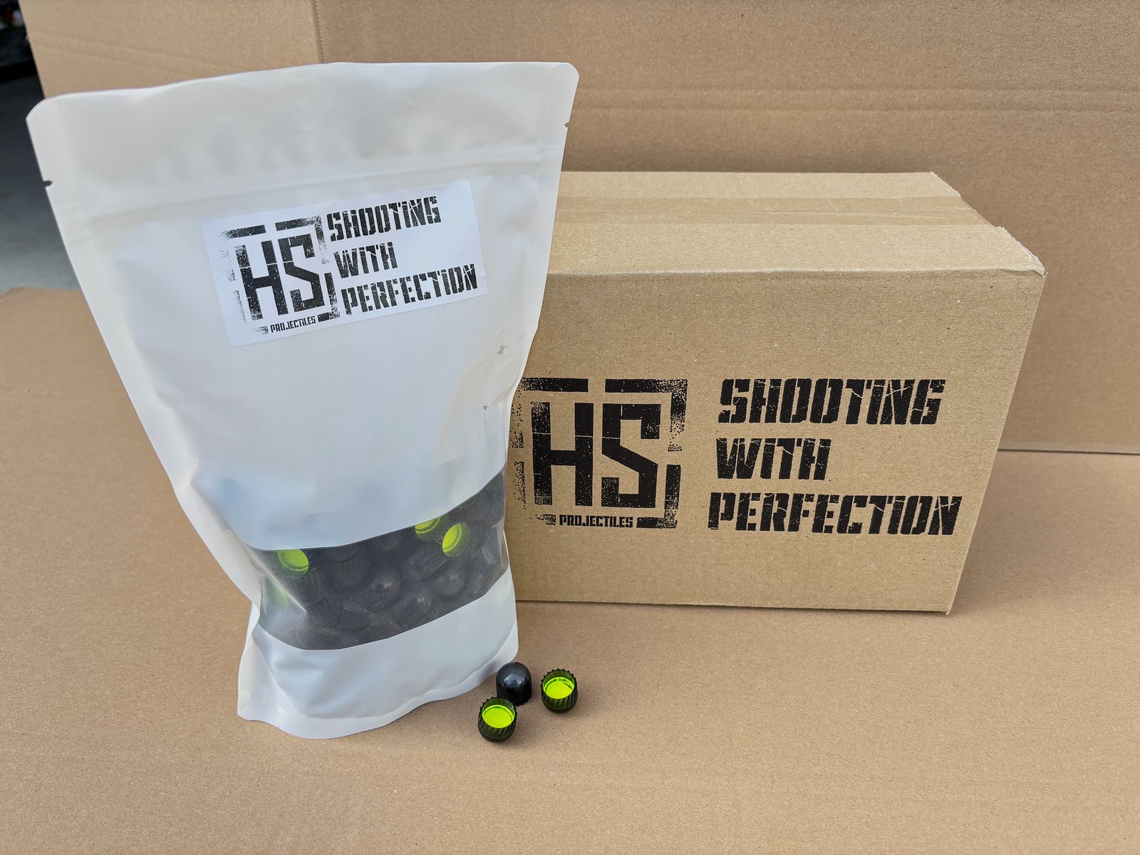 HS Projectiles V4 .68 Paintball Projektile 200 Stk MagFed Schwarz Gelb
