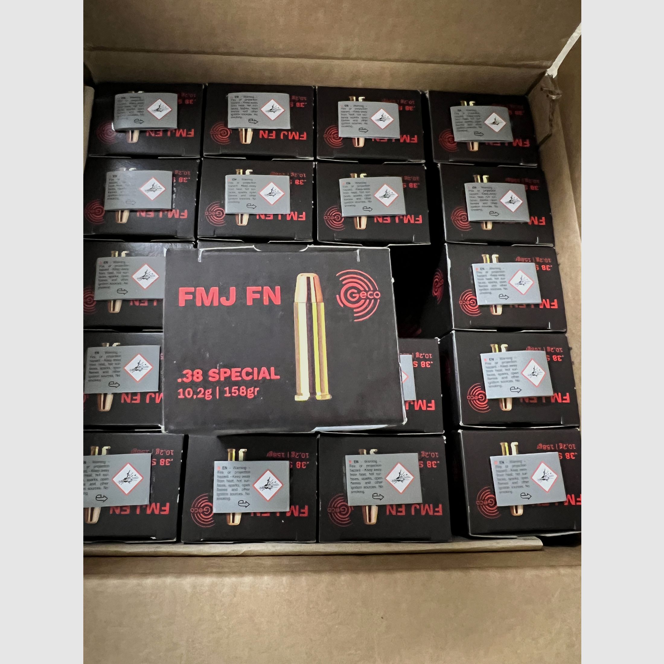 1000 piezas GECO .38 Special punta plana de pleno metal 10,2g/158grs.