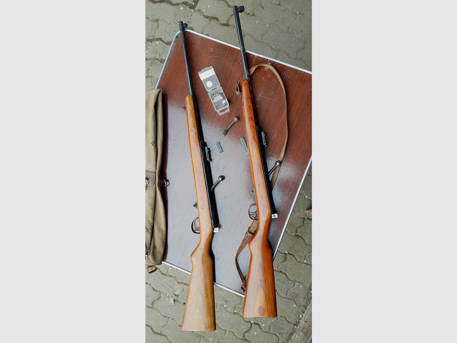 Attic find: 2 x Haenel 49a lot (ready to shoot including 6-round and 12-round magazine, rarities lever, front sight protection and accessories)