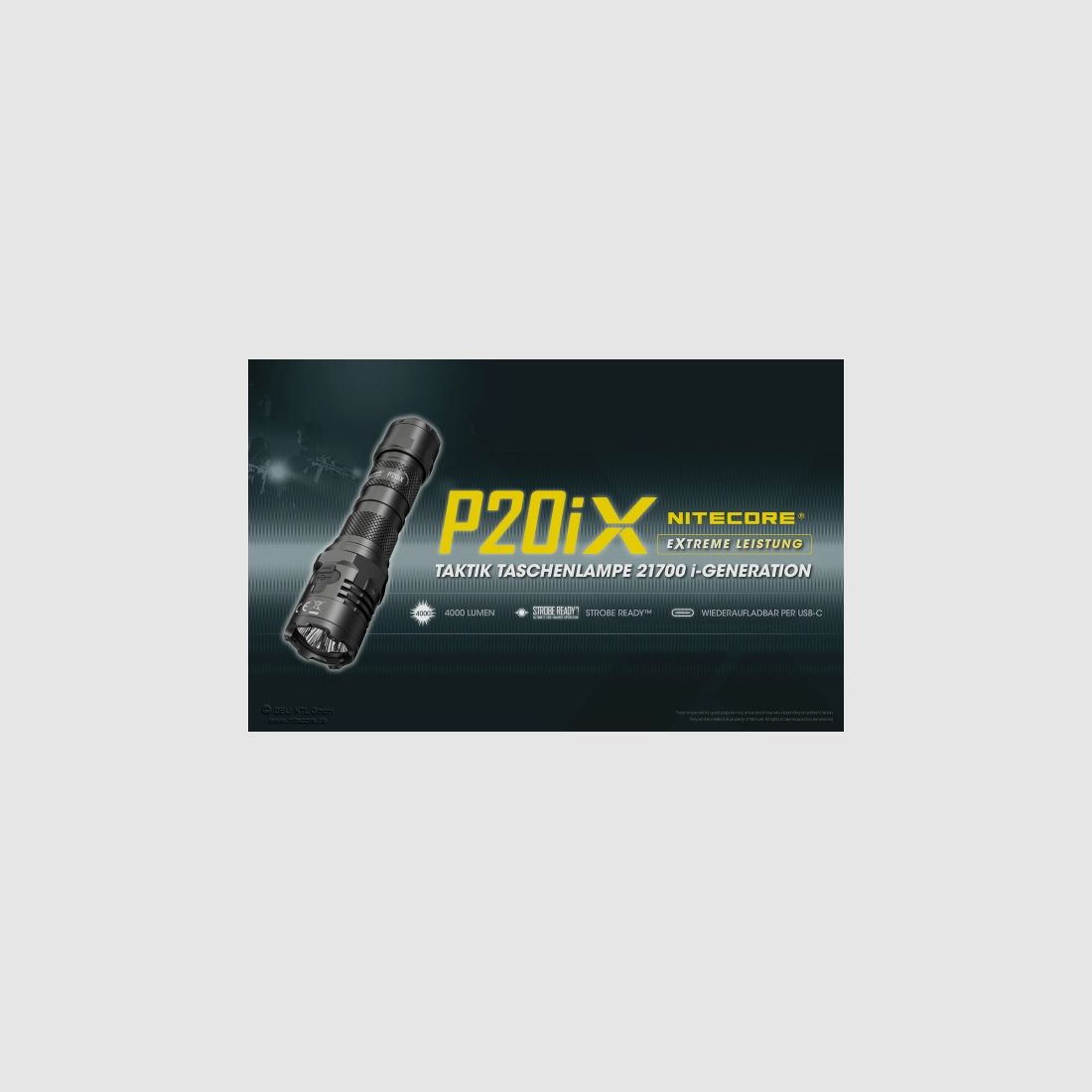 NITECORE – Torcia LED tattica P20iX, 4.000 lumen, inclusa batteria, immagine 3 di 10