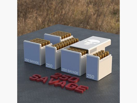Filamelt Munitionsbox / Ammo Box .250 Savage – Patronenbox für 50 Schuss, Made in Germany
